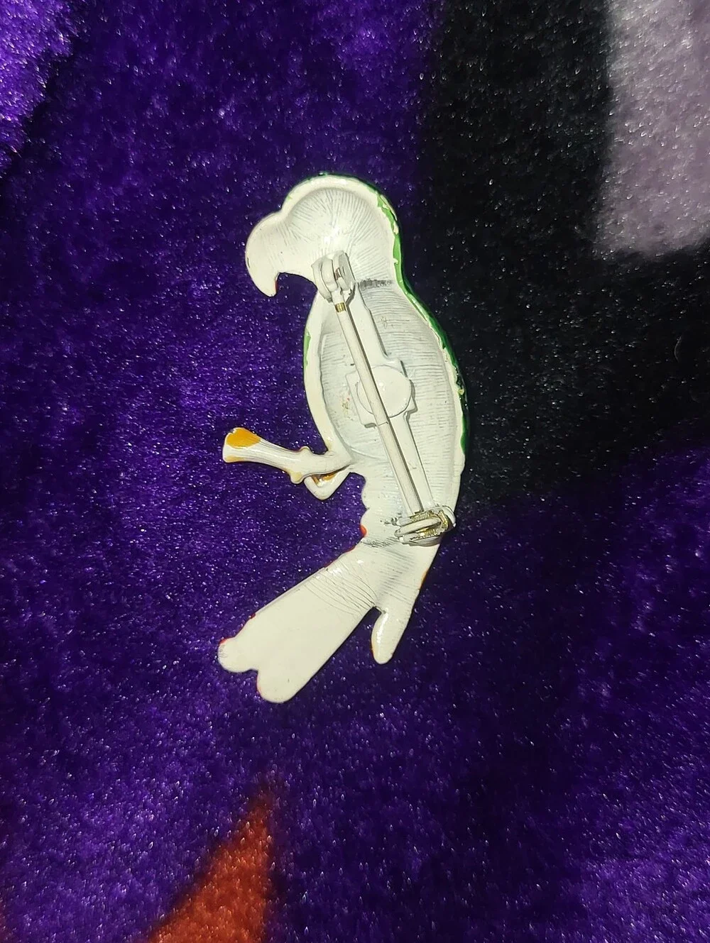 Vintage Enamel Parrot Brooch - Colorful Tropical Macaw Bird Pin